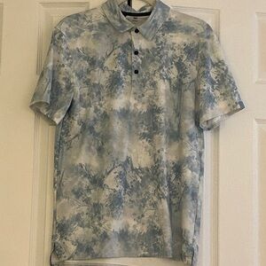 VRST Men's Floral Mesh Print Golf Polo Shirt Quiet Shade Grey Short Sleeve Small
